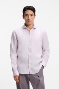 Regular-fit shirt in washed linen, Light Purple
