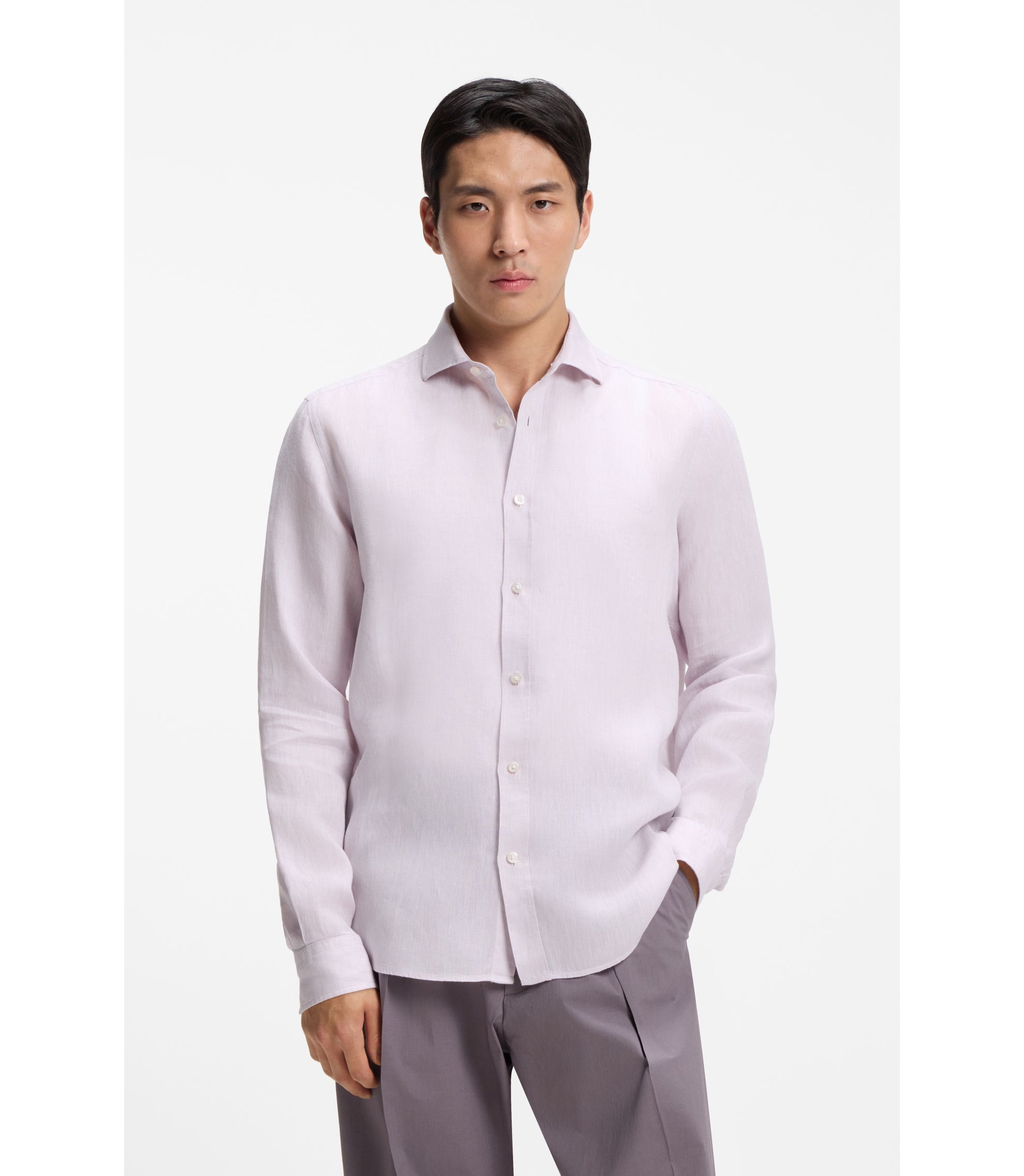 Regular-Fit Hemd aus gewaschenem Leinen