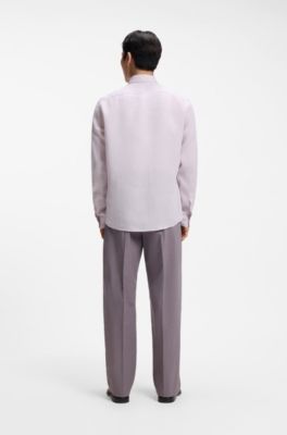 Regular-fit shirt in washed linen, Light Purple