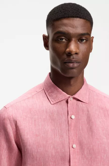 Regular-fit shirt in washed linen