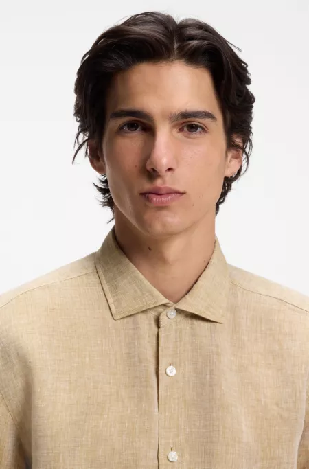 Regular-fit shirt in washed linen