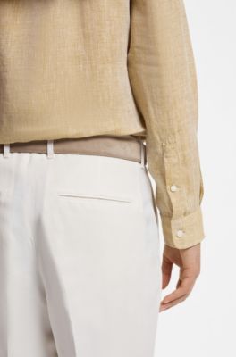 Regular-fit shirt in washed linen, Gold
