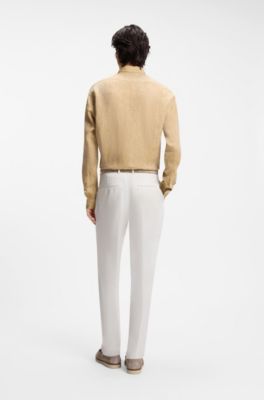 Regular-fit shirt in washed linen, Gold