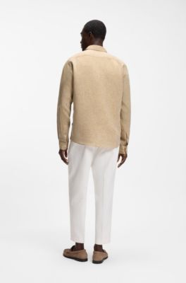 Regular-fit shirt in washed linen, Gold