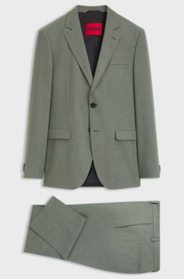 Two-piece extra-slim-fit suit in patterned fabric, Green