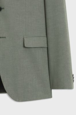 Two-piece extra-slim-fit suit in patterned fabric, Green