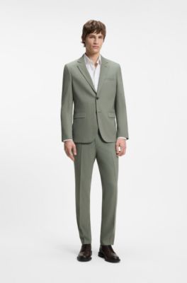 Two-piece extra-slim-fit suit in patterned fabric, Green