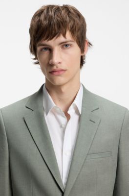 Two-piece extra-slim-fit suit in patterned fabric, Green