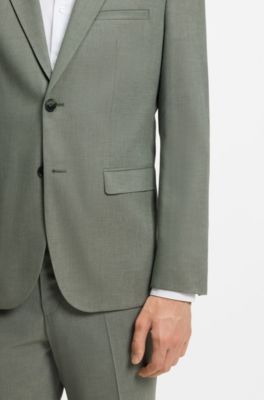 Two-piece extra-slim-fit suit in patterned fabric, Green