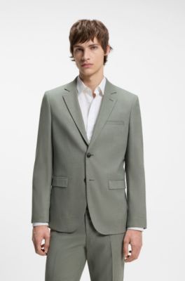 Two-piece extra-slim-fit suit in patterned fabric, Green