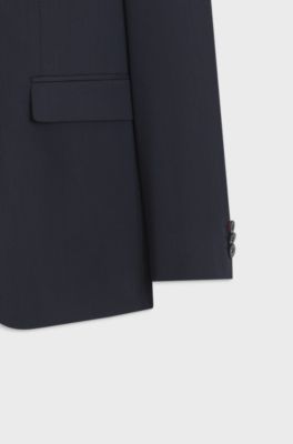 Two-piece extra-slim-fit suit in patterned fabric, Dark Blue