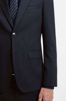 Two-piece extra-slim-fit suit in patterned fabric, Dark Blue