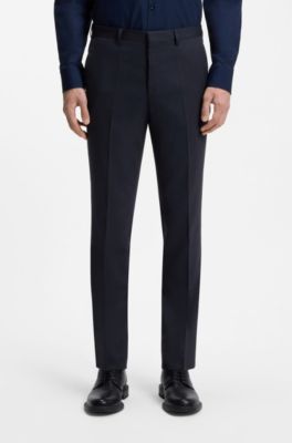 Tweedelig, extra slim-fit pak van een materiaalmix met dessin, Donkerblauw