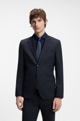 Tweedelig, extra slim-fit pak van een materiaalmix met dessin, Donkerblauw