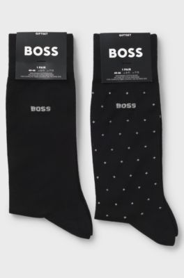 Gift-boxed two-pack of socks with metallic thread, Black