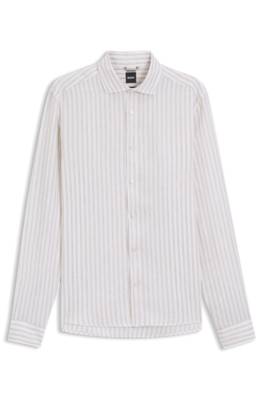 Regular-fit shirt in striped linen 1