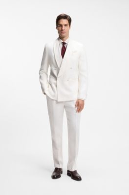 Regular-fit shirt in striped linen, Beige stripes