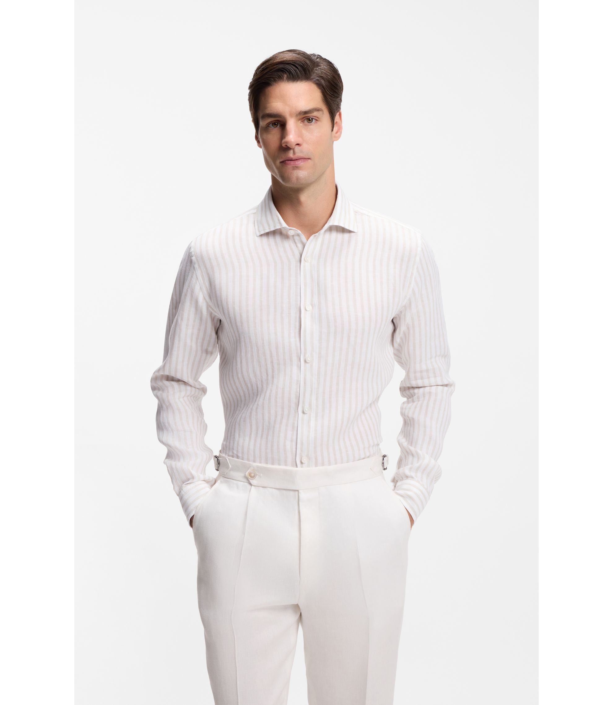 Regular-Fit Hemd aus Leinen mit Streifen-Muster
