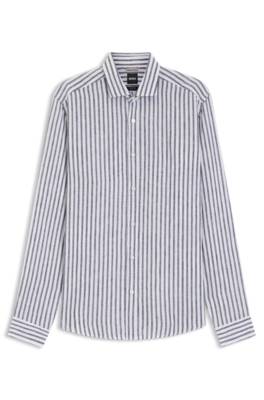 Regular-fit shirt in striped linen 1