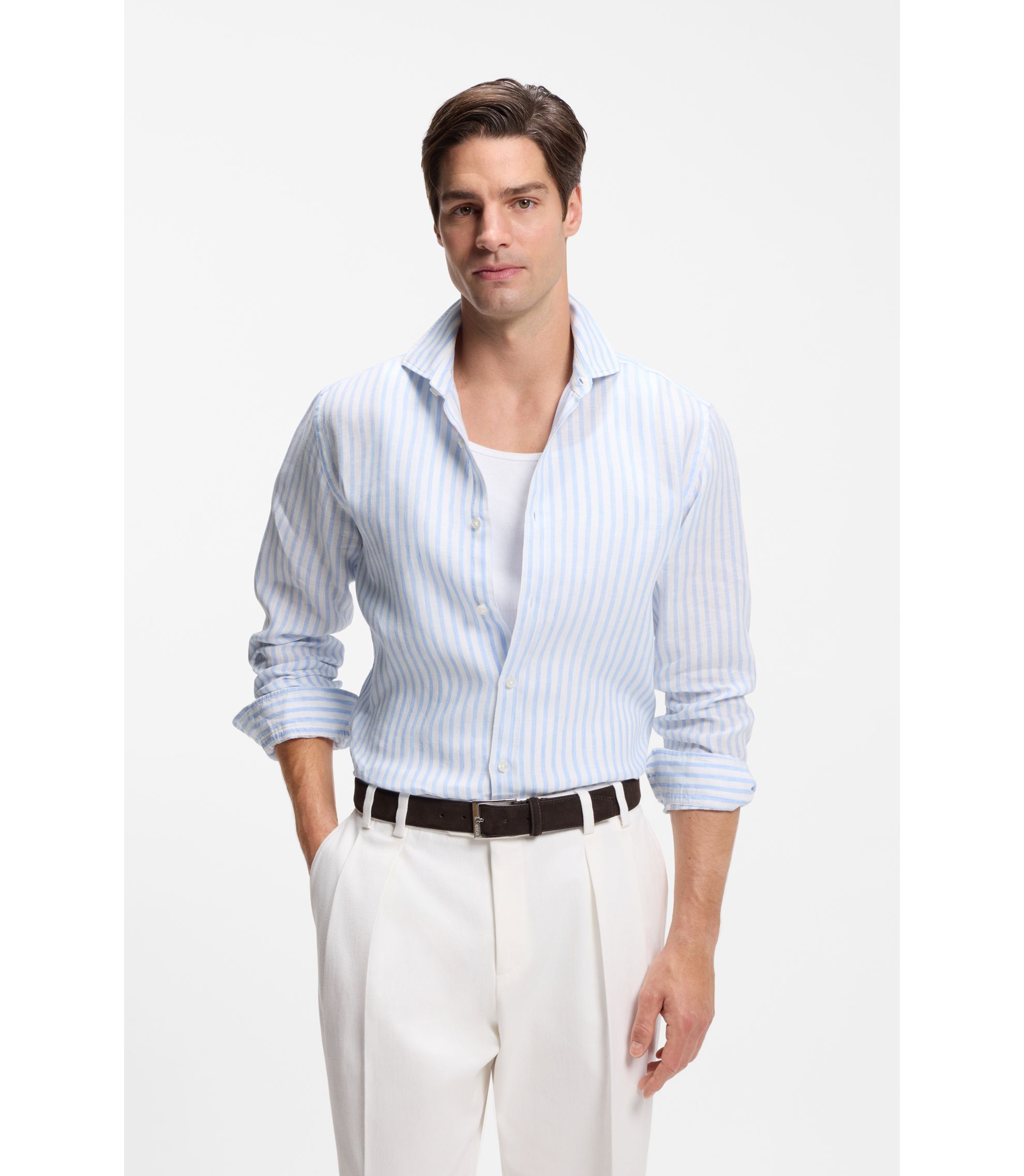 Regular-Fit Hemd aus Leinen mit Streifen-Muster