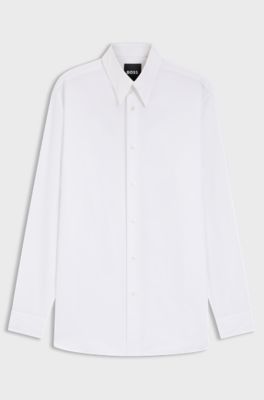 Relaxed-fit shirt in cotton poplin with point collar, White