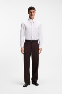 Relaxed-fit shirt in cotton poplin with point collar, White