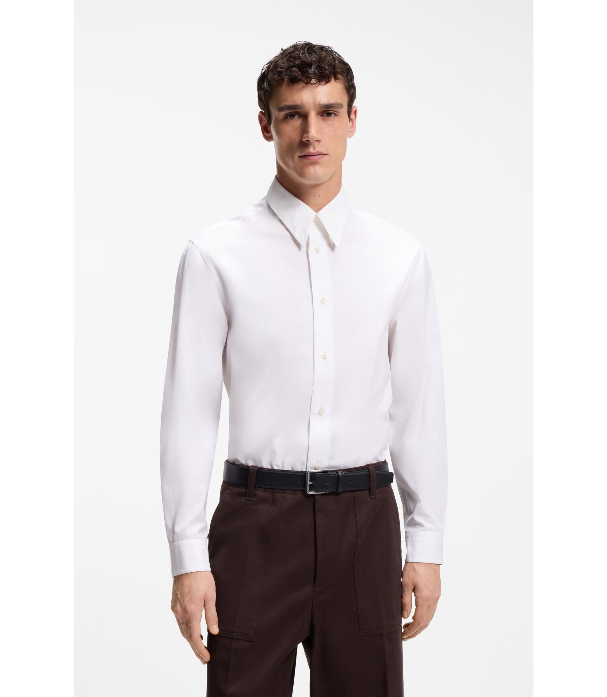 Relaxed-Fit Hemd aus Baumwoll-Popeline mit Spitzkragen