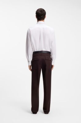 Relaxed-fit shirt in cotton poplin with point collar, White