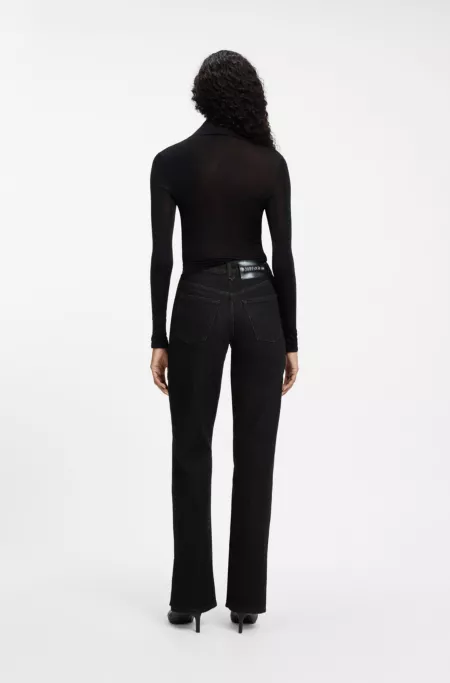 Straight-fit jeans in black Japanese denim with slits