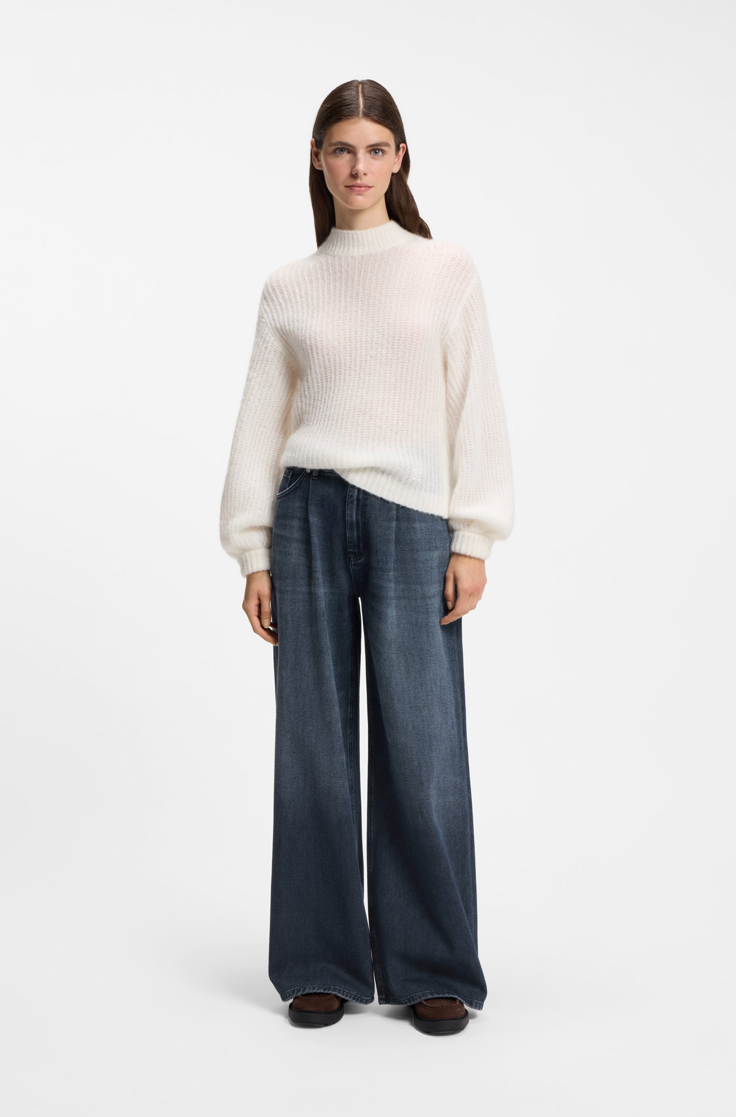 Hugo Wide-leg jeans in blue denim with front pleats dam – bild 2