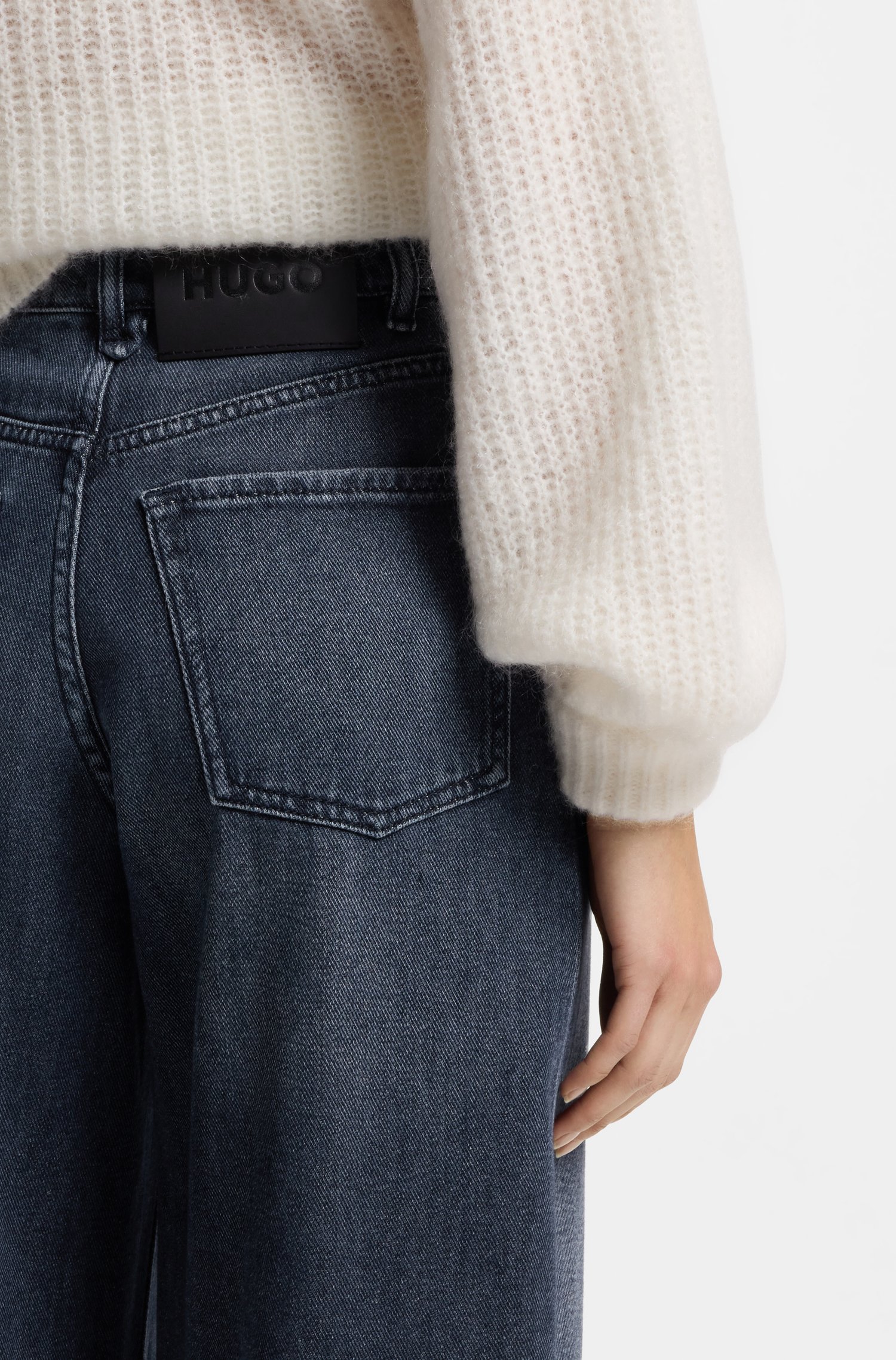 Hugo Wide-leg jeans in blue denim with front pleats dam – bild 3