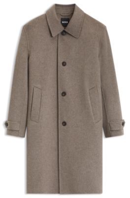 Relaxed-fit coat in a micro-patterned wool blend, Light Brown