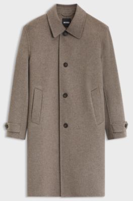 Relaxed-fit coat in a micro-patterned wool blend, Light Brown