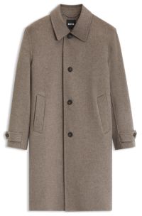 Relaxed-fit coat in a micro-patterned wool blend, Light Brown