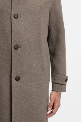 Cappotto relaxed fit in misto lana con micromotivo, Marrone chiaro