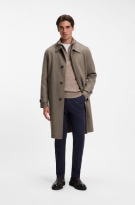 Relaxed-fit coat in a micro-patterned wool blend, Light Brown