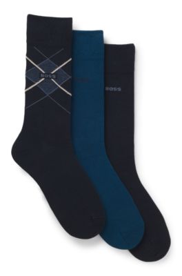 Gift-boxed three-pack of cotton-blend socks, Blue