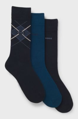 Gift-boxed three-pack of cotton-blend socks, Blue