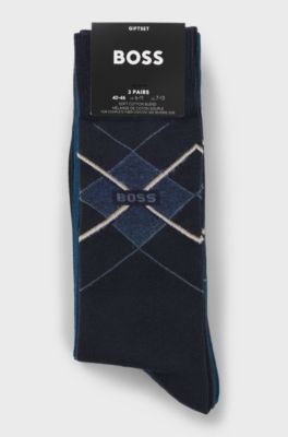 Gift-boxed three-pack of cotton-blend socks, Blue