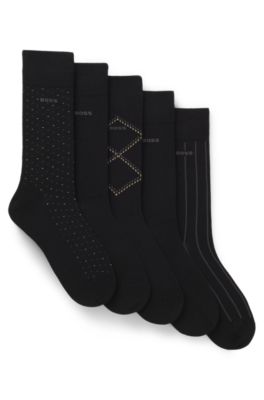 Gift-boxed five-pack of cotton-blend socks, Black