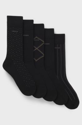 Gift-boxed five-pack of cotton-blend socks, Black