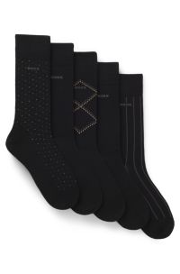 Gift-boxed five-pack of cotton-blend socks, Black