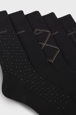 Gift-boxed five-pack of cotton-blend socks, Black