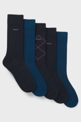 Gift-boxed five-pack of cotton-blend socks, Blue