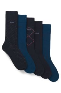 Gift-boxed five-pack of cotton-blend socks, Blue