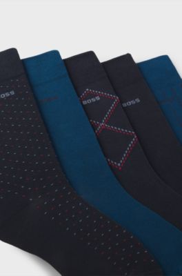 Gift-boxed five-pack of cotton-blend socks, Blue