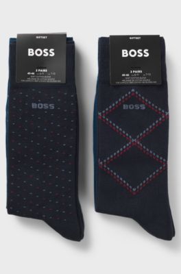 Gift-boxed five-pack of cotton-blend socks, Blue