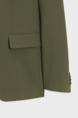Two-piece slim-fit suit in a stretch wool blend, Olive