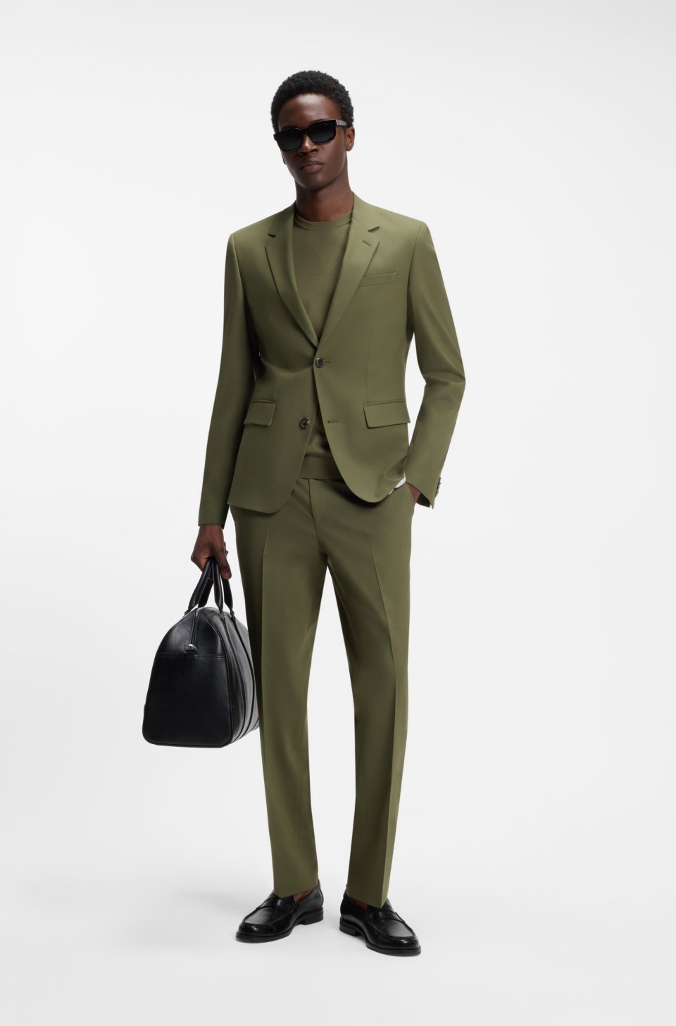 Two-piece slim-fit suit in a stretch wool blend