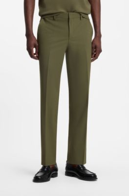 Two-piece slim-fit suit in a stretch wool blend, Olive